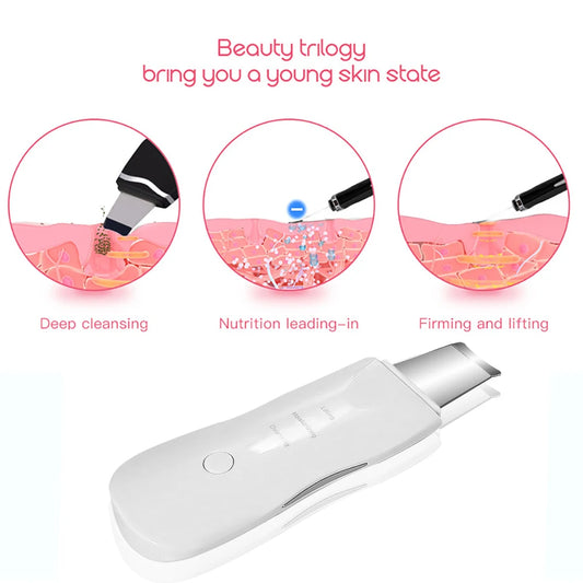Ultrasonic Skin Scrubber Scrubber Deep Vibrate Facial Cleaner Ultraschall Gesichtsreinigungsgerät - Tiefenreinigung und Hautpflege