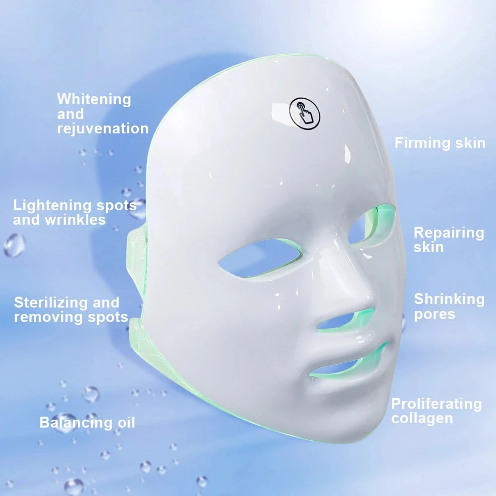 7 Farben LED Lichttherapie Gesichtsmaske – Anti-Akne, Anti-Aging & Hautverjüngung