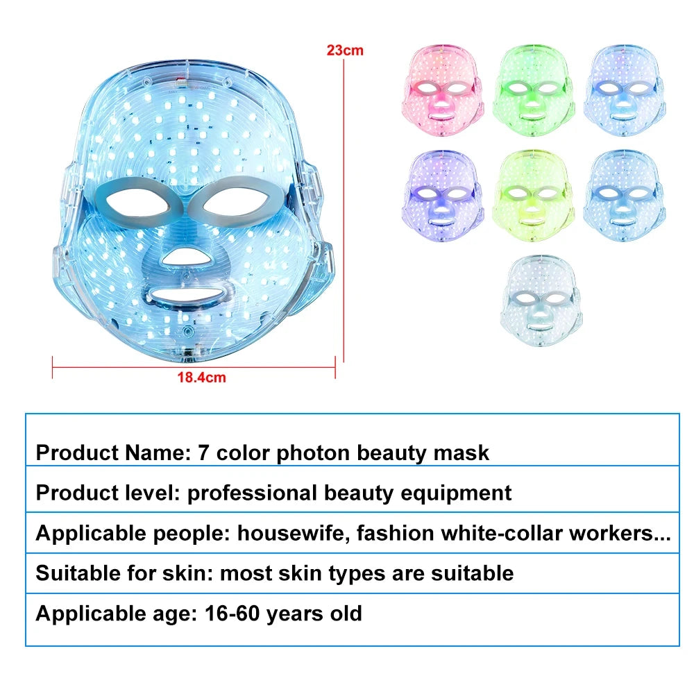 7 Farben LED Lichttherapie Gesichtsmaske – Anti-Akne, Anti-Aging & Hautverjüngung